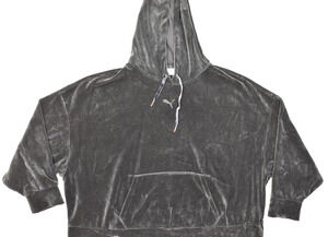 PUMA Women's 3X Plus Size Black Velvet Velour Pullover Hoodie Cotton Blend NWT